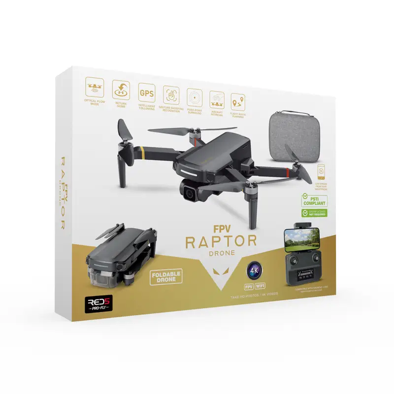 RED5 Raptor 4K FPV PSTI Wi-Fi Secure Foldable Remote Control Quadcopter Drone - Image 2